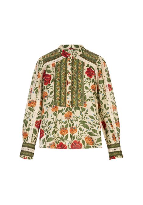 Blusa Sand Garden Tapestry FARM RIO | 332378GARDEN TAPESTRY SAND - 25050